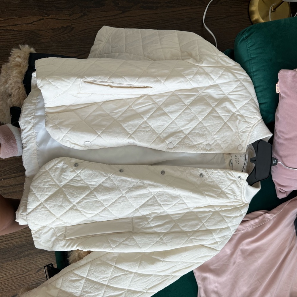 Cream rain material button up jacket